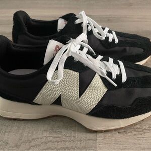 Women's New Balance 327 Black and White Sneakers